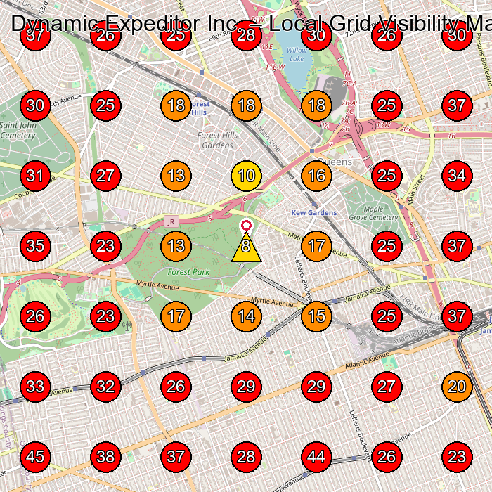 Dynamic Expeditor Inc. GeoGrid visibility map for Contratista General in Jamaica